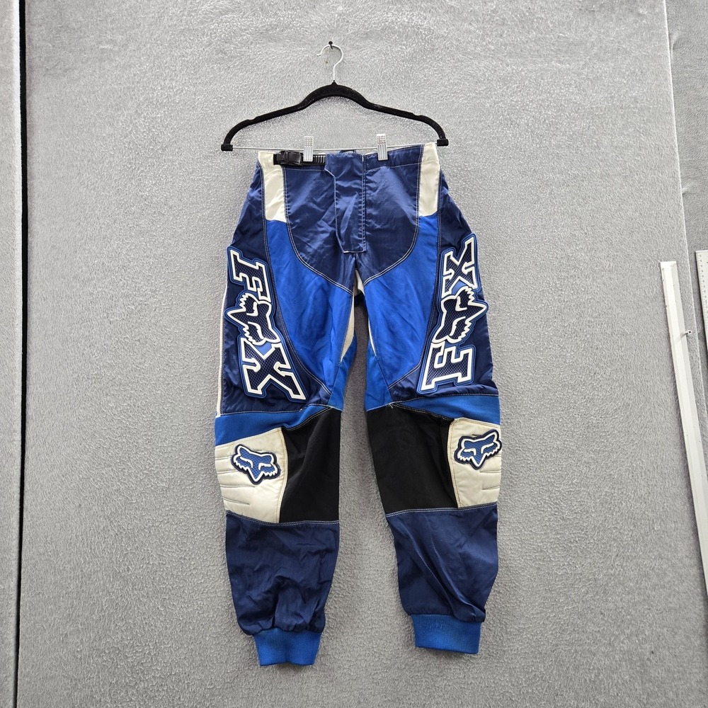 VINTAGE FOX Racing Men Motocross Pants 28 Blue Graphic Team Yamaha